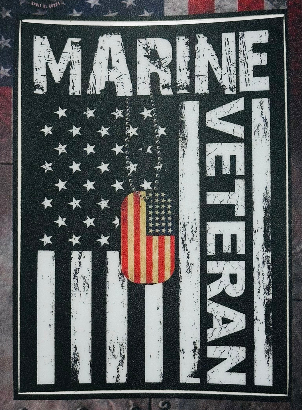 MARINE VETERAN AMERICAN FLAG RECTANGLE STICKER