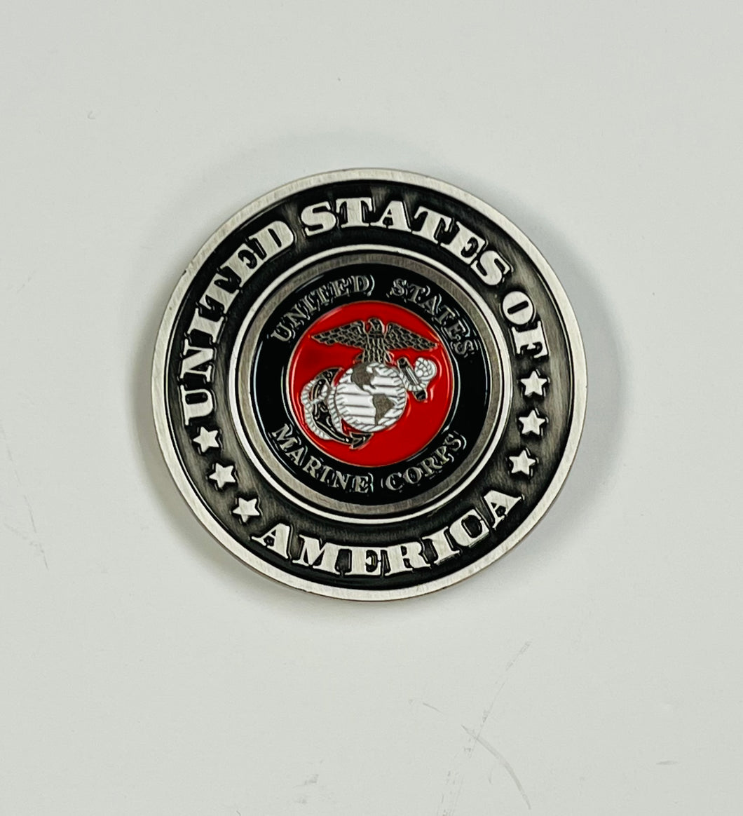 MAGNETIC COLLECTION COIN W/REMOVABLE USMC MEDALLIAN